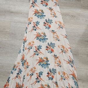 Floral Maxi Dress with Orange and Blue Print
